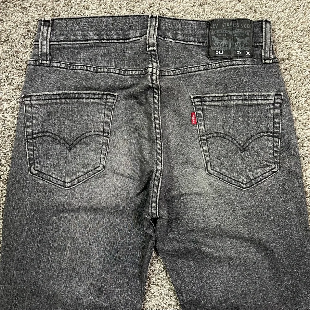 Levi's 511 Slim Fit Faded Black Distressed Jeans W29 L30